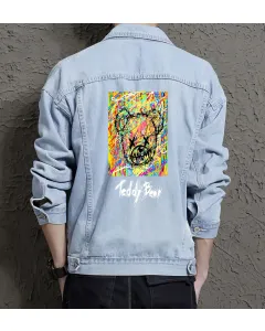 Teddy Bear Jean Jacket for Men – Gift for Teen Boys – Christmas Gift - Light Blue - Main View