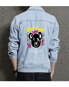 Teddy Bear Jean Jacket for Men – Gift for Teen Boys – Christmas Gift - Light Blue - Main View