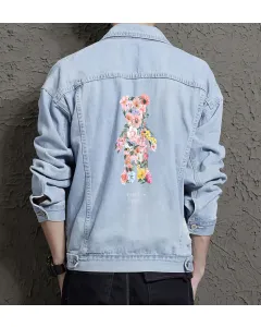 Teddy Bear Jean Jacket for Men – Gift for Teen Boys – Christmas Gift - Light Blue - Main View