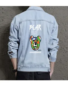 Teddy Bear Jean Jacket for Men – Gift for Teen Boys – Christmas Gift - Light Blue - Main View
