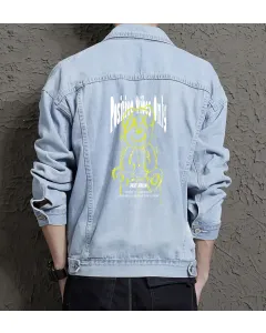 Teddy Bear Jean Jacket for Men – Gift for Teen Boys – Birthday Present - Light Blue - Main View
