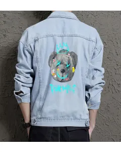 Teddy Bear Jean Jacket for Men – Gift for Teen Boys – Christmas Gift - Light Blue - Main View