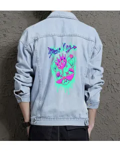 Teddy Bear Jean Jacket for Men – Gift for Teen Boys – Christmas Gift - Light Blue - Main View