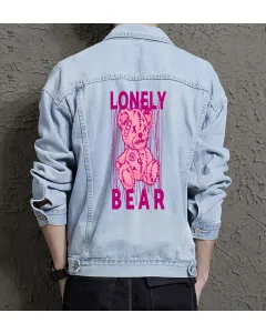 Teddy Bear Jean Jacket for Men – Gift for Teen Boys – Christmas Gift - Light Blue - Main View