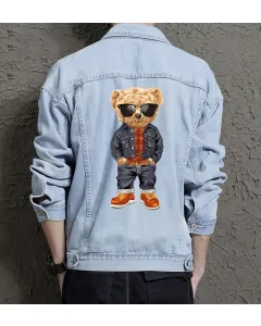 Teddy Boss Jean Jacket for Men – Gift for Streetwear Fans – Christmas Gift - Light Blue - Main View