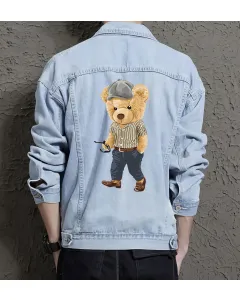 Teddy Bossover Jean Jacket for Men – Gift for Teen Boys – Christmas Gift - Light Blue - Main View