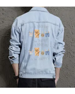 Teddy Goodday Jean Jacket for Men – Gift for Streetwear Fans – Birthday Present - Light Blue - Main View