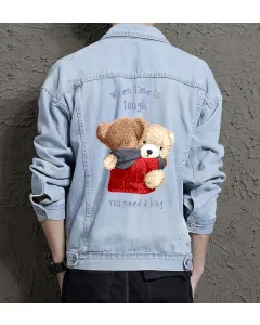 Teddy I Need Ahug Jean Jacket for Men – Gift for Boyfriends – Birthday Present - Light Blue - Main View