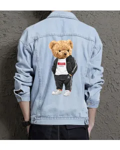 Teddy Love Yourself Jean Jacket for Men – Gift for Boyfriends – Birthday Present - Light Blue - Main View