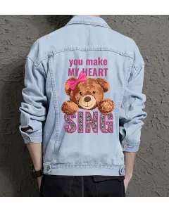 Teddy Made My Heart Sing Jean Jacket for Men – Gift for Boyfriends – Christmas Gift - Light Blue - Main View