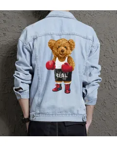 Teddy Real Boxing Jean Jacket for Men – Gift for Teen Boys – Christmas Gift - Light Blue - Main View