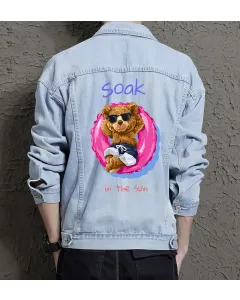 Teddy Soak in the Sun Jean Jacket for Men – Gift for Teen Boys – Holiday Gift - Light Blue - Main View