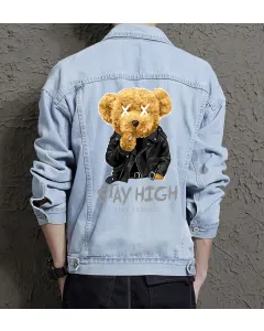 Teddy Stayhigh Jean Jacket for Men – Gift for Streetwear Fans – Birthday Present - Light Blue - Main View