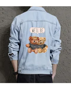 Teddy Will Be Friendver Jean Jacket for Men – Gift for Streetwear Fans – Birthday Present - Light Blue - Main View
