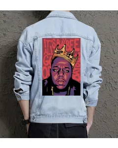 the Notorious Big Jean Jacket for Men – Gift for Hip-hop Fans – Birthday Present - Light Blue - Main View
