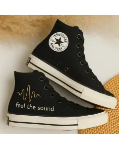 Trendy Sound Wave Sneakers for Music Lovers and Festival Goers – Unique Style for Concerts, Festivals Perfect Gift for Concert Enthusiasts - Custom Embroidered - Main View