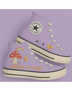 Whimsical Embroidered Canvas Sneakers for Women, Girls, Teens – Unique Style for Everyday Wear, Casual Outings - Custom Embroidered - Main View