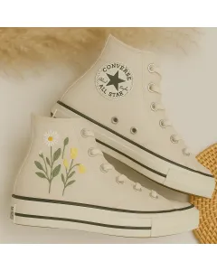 Whimsical Floral Sneakers for Women – Comfort for Casual Walks, Spring Festivals – Perfect Gift for Flower Enthusiasts - Custom Embroidered - Main View