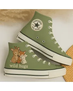 Wild Hugs Low-top Sneakers for Women and Animal Lovers – Comfort and Style for Casual Walks, Pet Adoption Events, Perfect Gift for Pet Lovers - Custom Embroidered - Main View