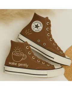 Woven Brown Sneakers for Casual Outings, Travel, and Everyday Comfort – Stylish and Versatile for Any Occasion - Custom Embroidered - Main View