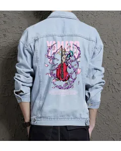 Yamato Jean Jacket for Men – Gift for Anime Fans – Birthday Present - Light Blue - Main View