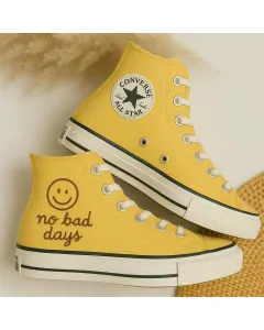 Yellow Canvas Sneakers for Trendsetters and Fashionistas – Vibrant Styling for Casual Outings, Summer Events - Custom Embroidered - Main View