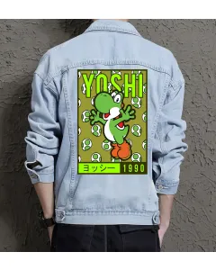 Yoshi Denim Jacket - Stylish Men's Outerwear - Gaming Gift - Birthday Present - Light Blue - Main View
