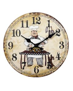 Custom Vintage chef & dog wall clock silent quartz decor for culinary enthusiasts, pet lovers holiday hosts - charming in kitchens, living rooms dining areas