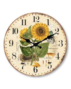 Custom Retro sunflower wall clock silent decor for flower lovers, vintage enthusiasts & country home owners - cheerful in living rooms, kitchens rustic spaces