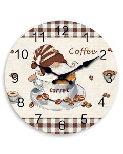 Custom Quirky dwarf coffee clock silent quartz decor for fantasy lovers, enthusiasts & whimsical decorators - fun in kitchens, cafes cozy nooks