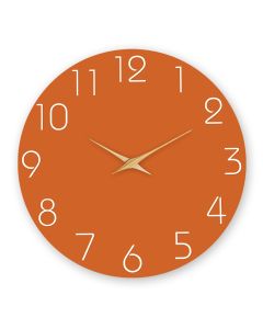 Custom Modern orange wall clock silent quartz decor for color enthusiasts, contemporary decorators & vibrant homeowners - energizing in living rooms, offices bold spaces