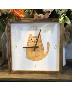 Cute Cat Square Wall Clock - Modern Home Decor with Vintage Charm for Living Room or Kitchen - Large Wall Clock for Young Professionals and Teens