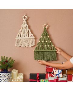 Bohemian Macrame Christmas Tree | Modern Wall Art Holiday Decorations | Perfect for Apartment & Home Decor