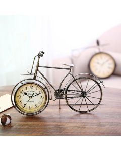 Creative Antique Bicycle Desk Clock Home Living Room Decoration Bedroom Desktop Bike Ornaments 36x24cm Silent Metal Alarm Clocks