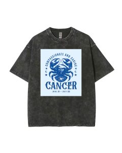 Cancer Zodiac Compassionate & Caring Mineral Wash T-Shirt - Unisex Beach Shirt for Teens - Cool & Classic Design for Casual & Gift-Giving Occasions