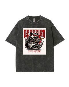 Rock Your Style with Our Cool Possum Rocker Mineral Wash T-Shirt - Unisex Teen Beach and Casual Shirt - Perfect for Summer & Holidays!