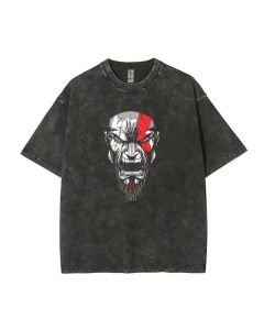 Kratos the God of War Mineral Wash T-Shirt - Unisex Classic Beach Shirt for Teens - Cool and Versatile Casual Wear for Summer and Holidays