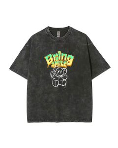 Teddy Bear-111 Mineral Wash T-Shirt: Versatile Unisex Tee for Casual, School, and Summer with Cool Beach Vibes and Classic Style