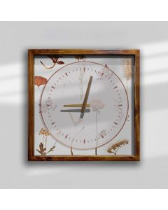 Dried Flowers Square Wall Clock - Modern Home Decor for a Charming Touch - Large Kitchen or Living Room Timepiece with Vintage Flair