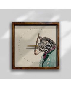 Vintage Wooden Square Wall Clock with Whimsical Zebra Design - Modern Décor for Home, Office, or Kitchen, Ideal Gift for All Ages