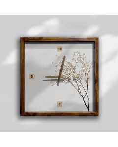 Custom Simple nature wall clock with delicate botanical illustration, Wooden Wall Clock for Home Decor in Living Room, Kitchen and Kid Decorations Gifts