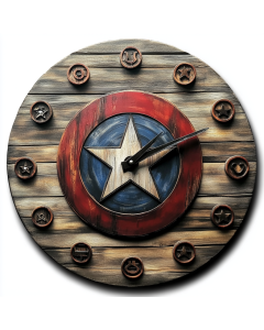 Custom Captain americas, Wooden Wall Clock for Home Decor in Living Room, Kitchen and Kid Decorations Gifts