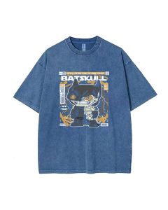 Bat Skull Mineral Wash T-Shirt - Cool Unisex Beach Shirt, Perfect for Casual Wear & Gifts - Classic Design for Teens & Summer Holidays