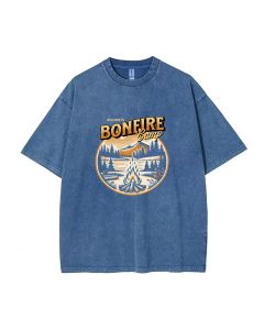 Camp Bonfire Mineral Wash T-Shirt - Cool Beach Shirt for Unisex Teens - Classic Tee for Casual Wear, School, Gifts, Summer, Holidays