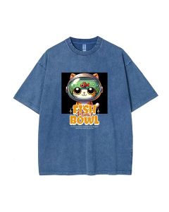 Fishbowl Miaw Unisex Teen T-Shirt - Casual Summer Wear for School & Weekends | Gift for Birthdays & Holidays | Men's Flannel & Oversized Style