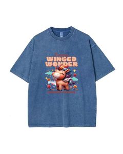 Happy Winged Wonder Unisex Teen T-Shirt | Summer Casual for School & Weekends | Gift for Birthdays & Holidays | Men's Oversized Flannel Style