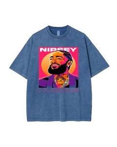 Official NIPSEY HUSSLE Mineral Wash T-Shirt - Unisex Teens Beach & Casual Wear - Trendy & Cool Classic Tee for Summer & Holidays