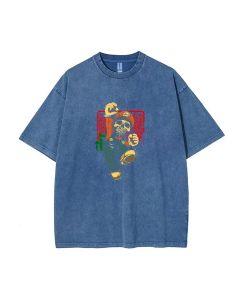 Retro Mario 84 Mineral Wash T-Shirt - Unisex Beach and Casual Shirt for Teens - Cool and Classic T-Shirt for Summer and Holidays