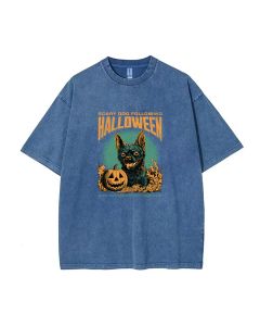 Scary Dog Following Halloween Unisex Teen T-Shirt - Summer School & Weekend Apparel | Birthday & Holiday Gift | Men's Flannel/Oversized Style