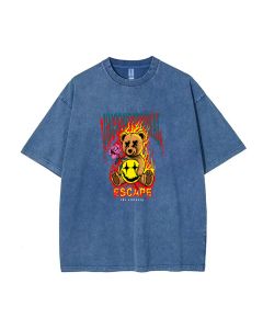 Teddy Bear-71 Mineral Wash T-Shirt: Unisex Beach Shirt for Teens – Cool and Classic Design for Casual Wear, School, and Holidays